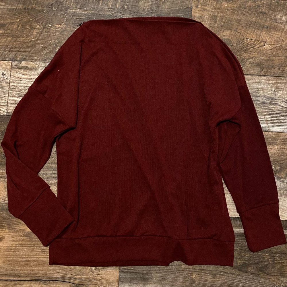 Burgundy Off Shoulder Zip